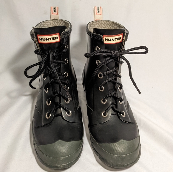 Blue & Green Hunter Brixton Combat Ankle Boot, Sz 6 - Picture 2 of 5